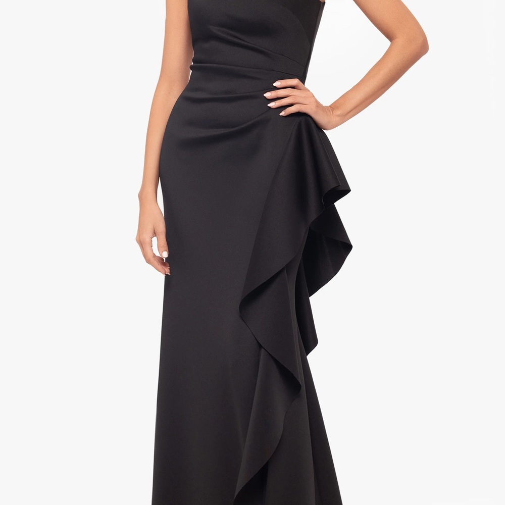 Xscape One Shoulder Black Dress